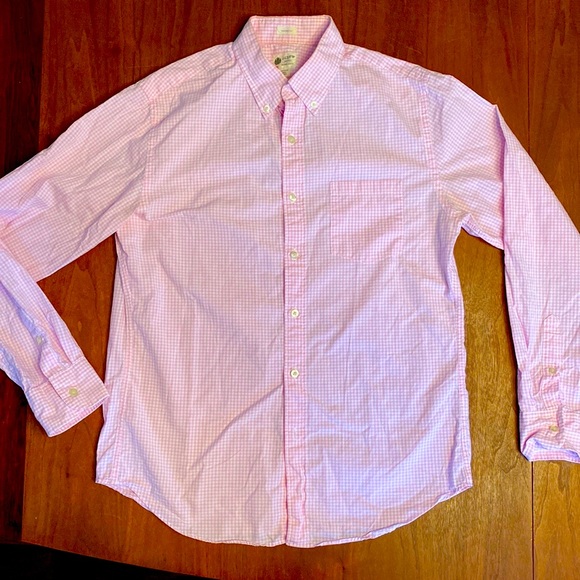 J Crew Washed Casual Pink Gingham Button Up Shirt